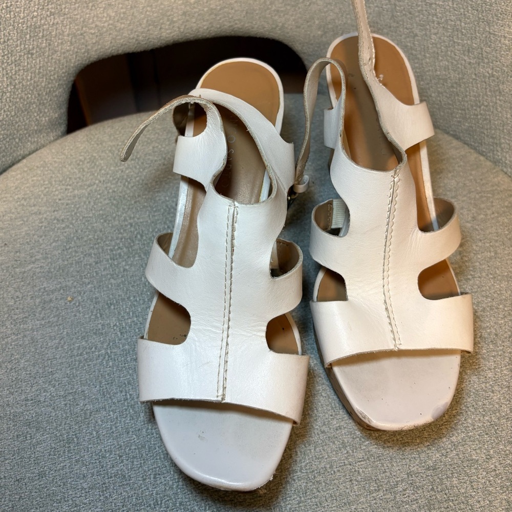 Franco Sarto White Leather Wedge
